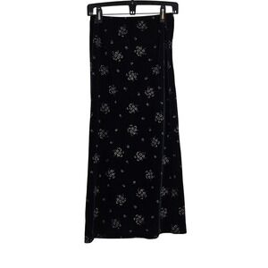 Y2K Whimsigoth Black Velvet Maxi Skirt‎ Women Size 12 NY Hollywood Indie Sleaze